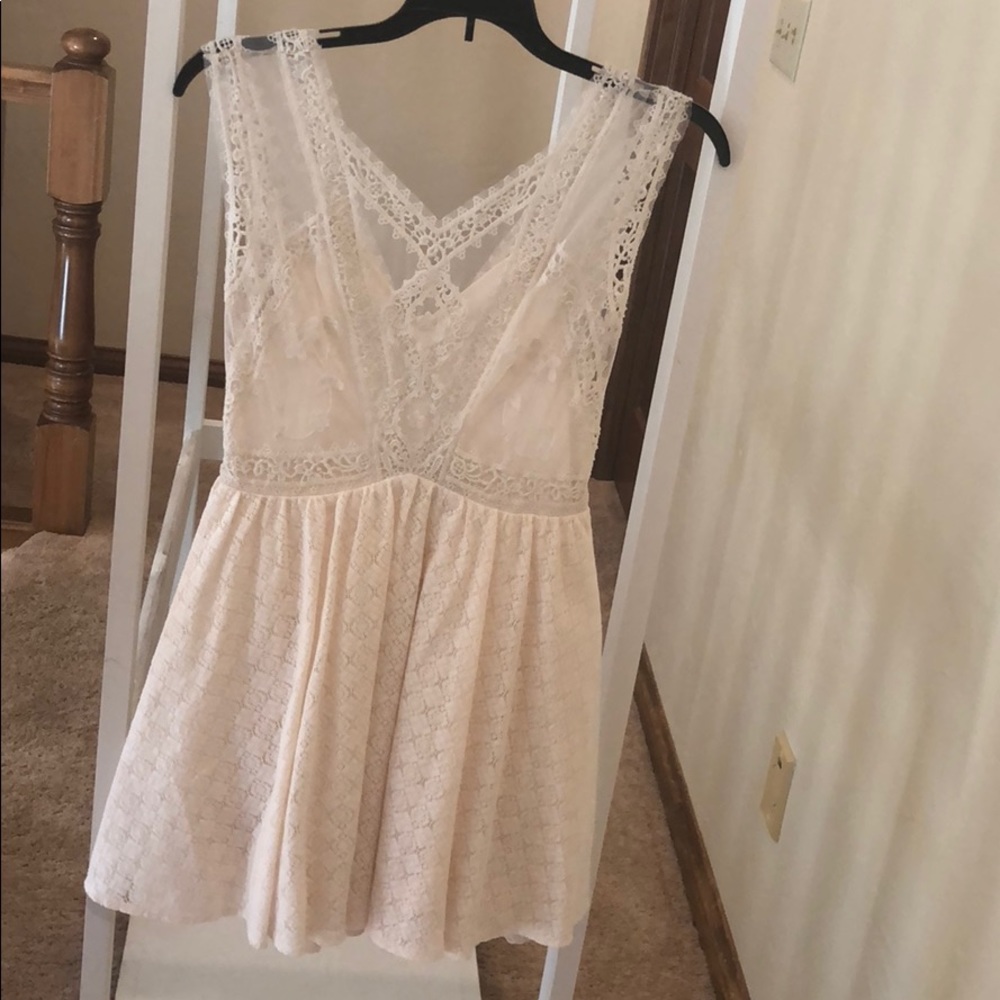 Cream open back sheer Free People dress